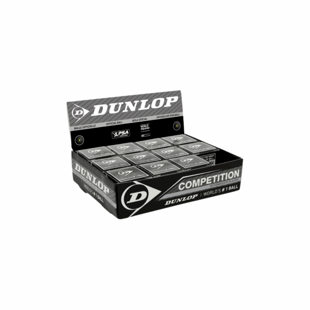 Balle Squash 1 point jaune Dunlop - Boite de 12