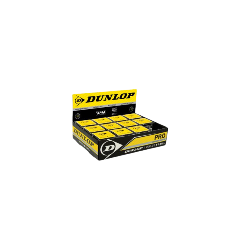 Boite de balle Dunlop 2 points jaunes Pro Balle Squash 2 points jaune Dunlop - Boite de 12